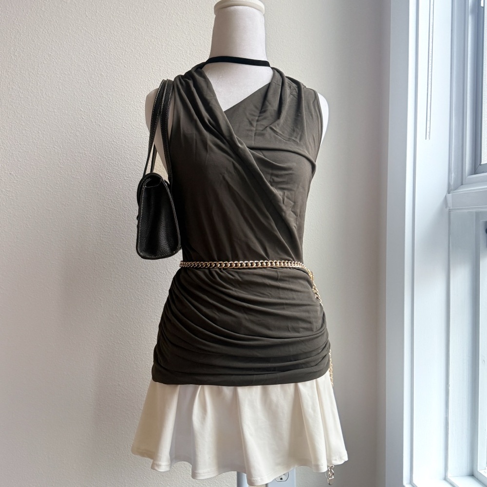 Helmut Ling Olive Green Sleeveless Top Size Small